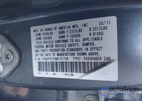 2011 Honda Accord 2.4 Lx from USA, damaged, VIN 1HGCP2F30BA131739